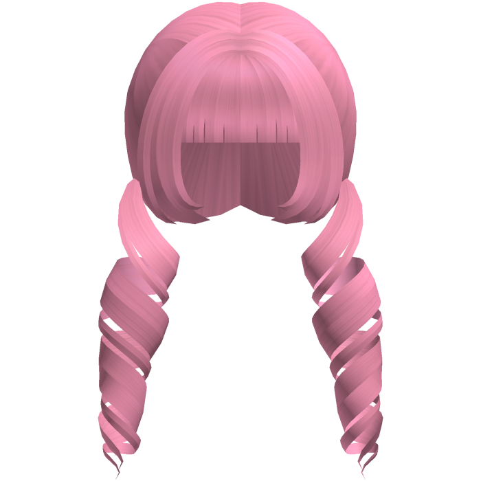 pink swirly curly hime moe low pigtails