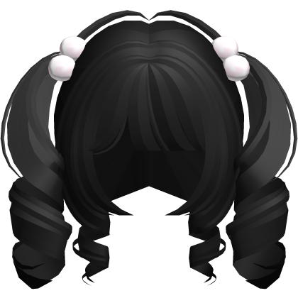 ♡ : cute short curly doll pigtails in black Roblox item