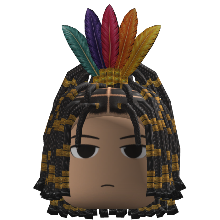 Braided Hair w/ Feather Headdress (Black/Yellow)