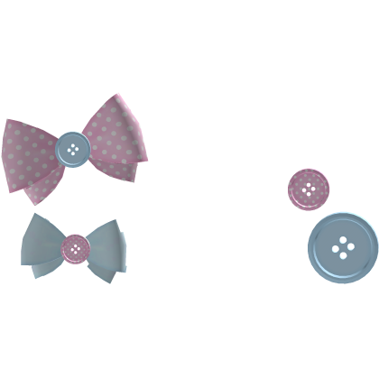 🧁 cute blue pink polka dot tweencore button bow