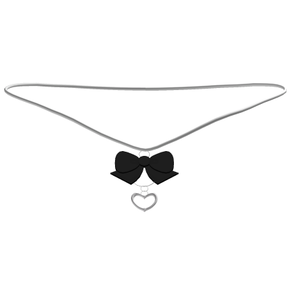 ʚ♡ɞ black bow heart necklace silver (3.0) Roblox item