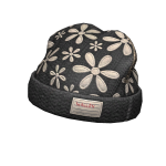 Black Beanie w/ Flowers