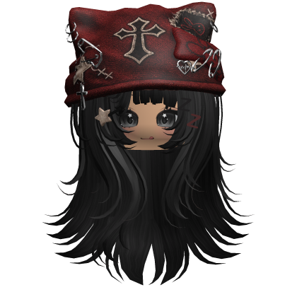 Black Cross Beret Emo Girl Hair