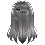 Messy Straight Cute Girl Hair Gray w Black Clip