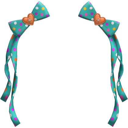 (19) Teal/Orange Polka Bows w Ribbons Roblox item