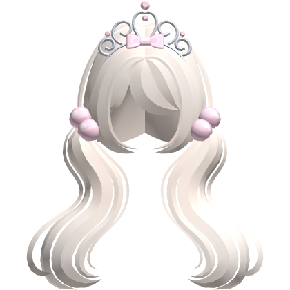 ♡ cute light blonde long wavy tiara pigtails Roblox item