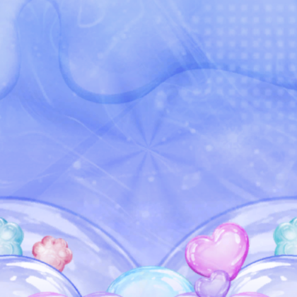Cute Blue Kawaii Heart Bubble Paw Background