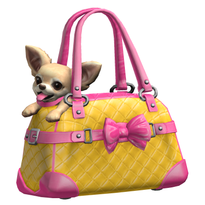 Pink & Yellow Chihuahua Dog Bag 2000s Mcbling