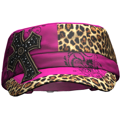 Hot Pink Tilted Cross Y2K Cap Roblox item