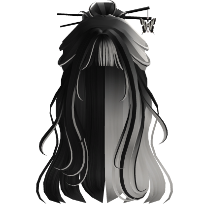 Black & Titanium Half Bun Hair w/Butterfly Clip