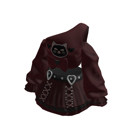 Dark Red Kawaii Bowdream Dollcore Shirt&Skirt