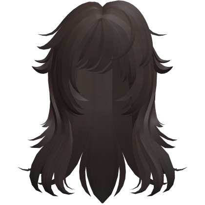 fluffy layered wolfcut in dark brown Roblox item