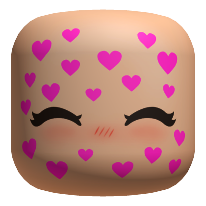 Simple Doll Blush Chibi Cute Face w/ Pink Hearts