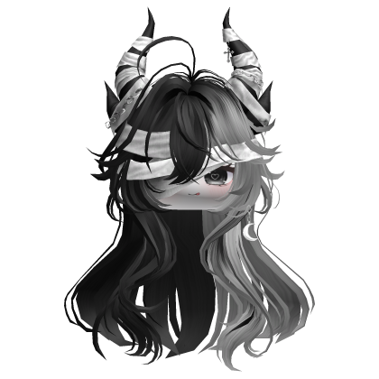 Horned Anime Demon Wolfcut (White)