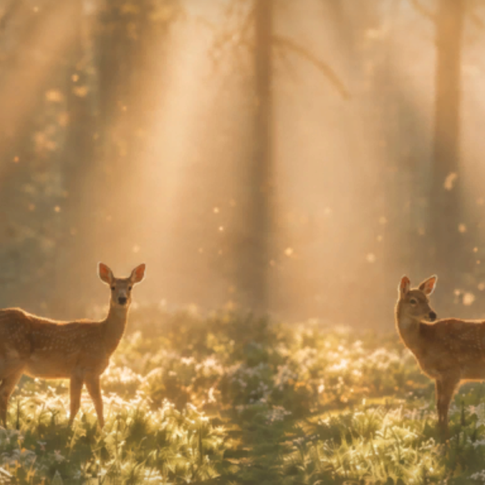 Ethereal Deer Green Forest Emo Background