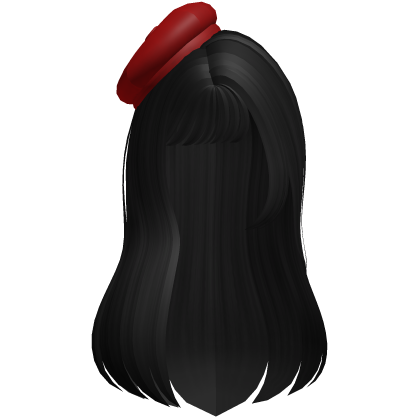 Wavy Black Hair w Red Beret thumbnail