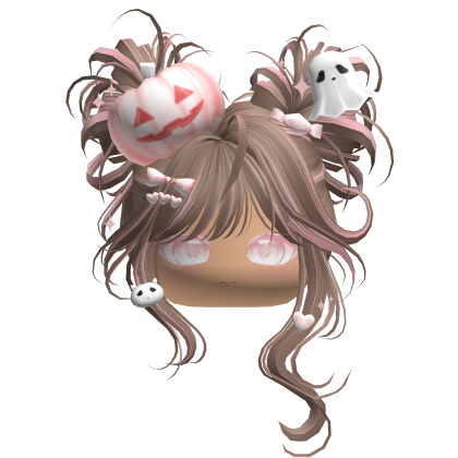 Halloween Pumpkin Buns w/ Bows (Milktea&Pink) Roblox item