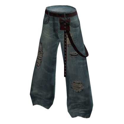 Baggy Ripped Vintage Jeans - Light Blue