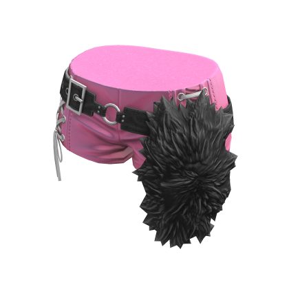 BB KPOP aespa Pink Leather Belted Fur Shorts thumbnail