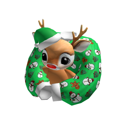 Green Christmas Sweater Holding Reindeer thumbnail
