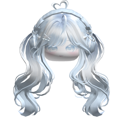 Cute Wavy Pigtails w/ Headphones (Light Blue) Roblox item