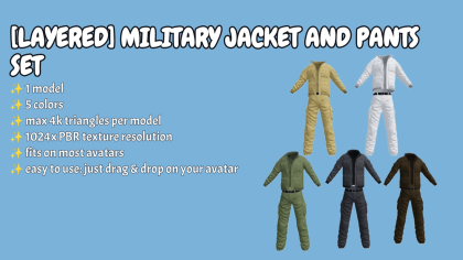 [Layered] Military jacket and pants set preview 1