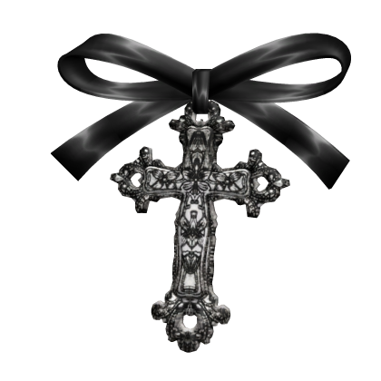 Gothic Black Ribbon Hair Bow w/ Cross Roblox item
