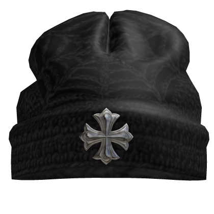 Worn in goth spider web halloween beanie