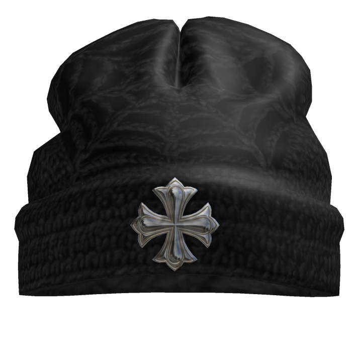 Worn in goth spider web halloween beanie
