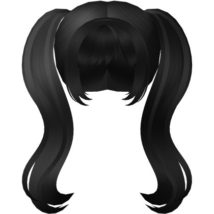 ♡ cute anime moe doll black long pigtails Roblox item
