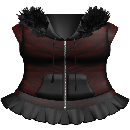 ♱ gothic emo fur hoodie + skirt in red