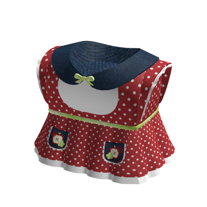 Cute Red Polka Dots Igari Mori Denim Apple Dress