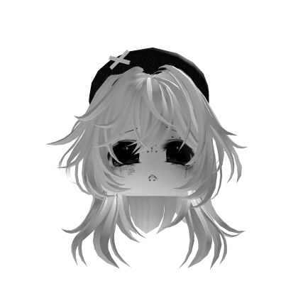 White Messy Hair with Black Beret Roblox item
