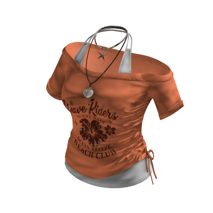 Off Shoulder Graphic Top (Orange)