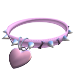 Spiked Pink Collar w/ Pink Heart Pendant (3.0)