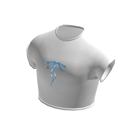 Cutesy Blue Ribbon Bow White Baby Tee thumbnail