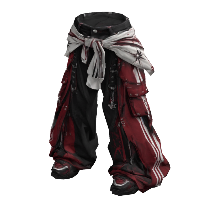 ORNA | Red Black Strap Cargo Pants Y2K Streetwear 