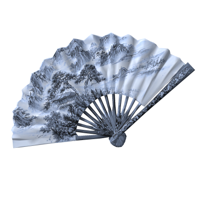 Light Blue Japanese Hand Fan Maximalism Tradition