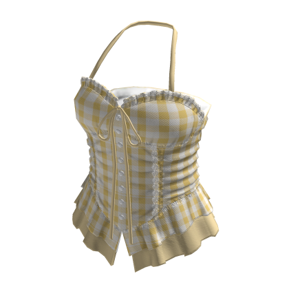 Coquette Gingham Halter Corset Top (Yellow)