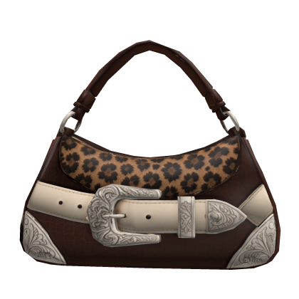 Brown leopard cream silver shoulder bag