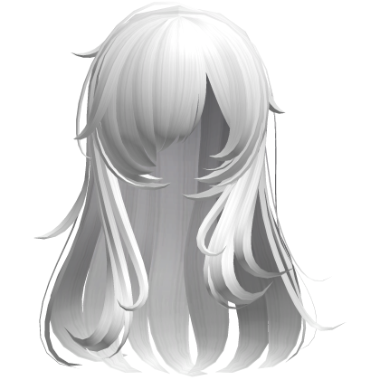 Gloomy Girl Bang Covering Messy Long Hair White 