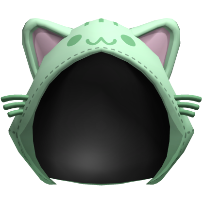 Green Kawaii Cat Plush Hood