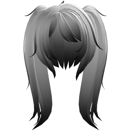 sweet messy fluffy pigtails in white black ombre Roblox item