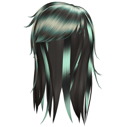black and green side bangs scene hair