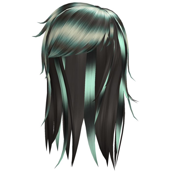 black and green side bangs scene hair