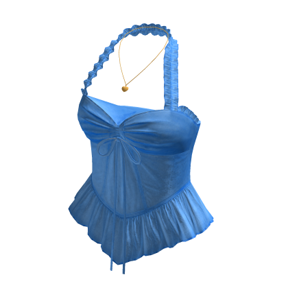 Ruffle Halter Corset Top (Blue)