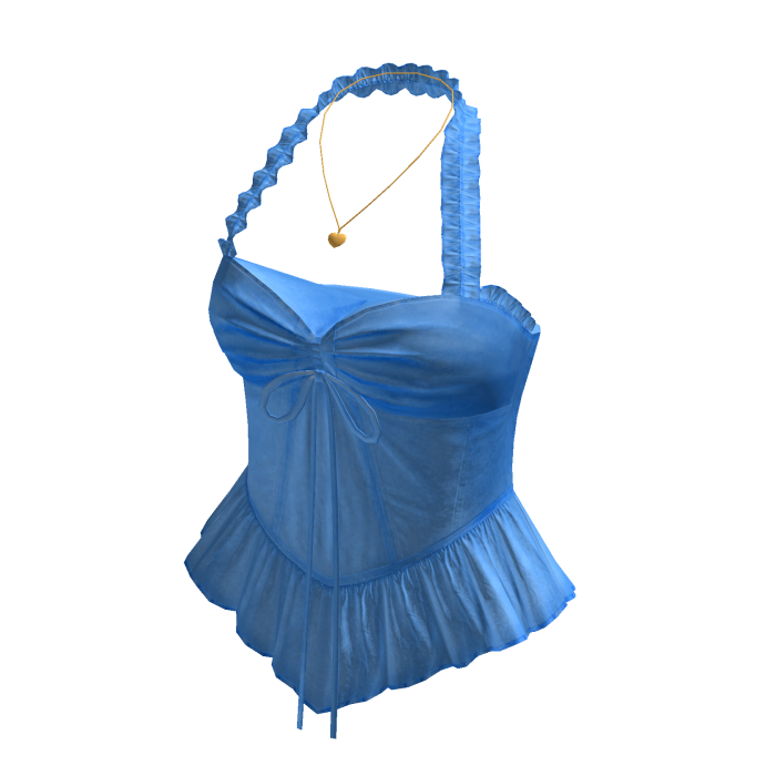 Ruffle Halter Corset Top (Blue)