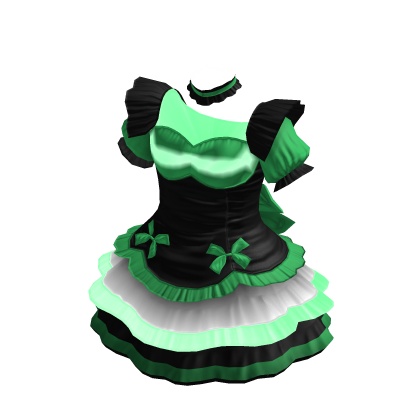 Maid Dress | Black & Jade Green