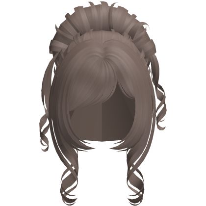 ♱ pretty curly high messy bun in dust brown Roblox item
