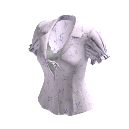 Puff Sleeve Collared Blouse (Lavender)